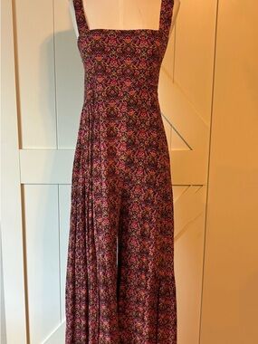 NATURAL LIFE Pink and Black Floral Print Jumpsuit